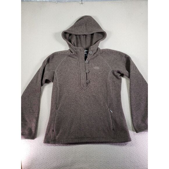 The North Face Tops - The North Face Hoodie Womens Large Brown Logo Long Sleeve Thermal 100% Polyester